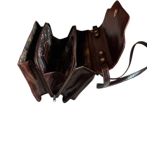 Vintage 1980’s Belle Rose Leather Handbag Very Good Condition Brown/Tan Spacious - Picture 12 of 15